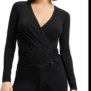 NWOT Good American Touch Black long sleeve Wrap Top 2 M